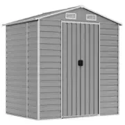 Garden Shed Outdoor Storage Tool Workshop Sheds Steel Light Grey 191x130x198cm