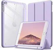JETech Case for iPad Mini 5/4 (7.9-Inch 2019/2015 Model) with Pencil Holder, Clear Transparent Back Shell Slim Stand Shockproof Tablet Cover, Auto Wake/Sleep (Light Purple)