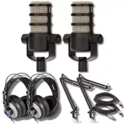 Rode PodMic Dynamic Podcast Microphone with StreamEye BOOMARM Mic Arms, Over-Ear