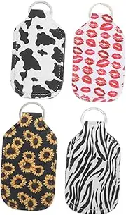 Healeved 4Pcs Portable Keychain Holder for Liquid Bottles Durable Hand Case for Toiletries Travel and Cosmetics for Hand Soap Lotion and Perfume Storage