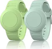 [VANCLE] 2 Pack Waterproof AirTag Bracelet for Kids, Soft Silicone AirTag Holder Case for Apple AirTag, Adjustable Waterproof Anti Lost Wristband for Toddler Baby, Boys, and Girls, Elders
