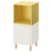 EKET cabinet combination with legs, white pale yellow/wood, 35x35x80 cm