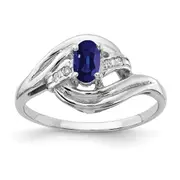 Solid 14k White Gold 5x3mm Oval Simulated Sapphire A CZ Ring