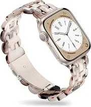 [Calina] Light Resin Band Compatible with Apple Watch Band 46mm 45mm 44mm 42mm(Series 3 2 1) 49mm Series SE 10 9 8 7 6 5 4 3 Ultra, Waterproof Strap, iWatch Band for Apple Watch Strap-Tortoise Stone Floral
