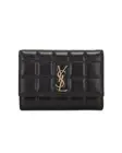 SAINT LAURENT $730 Black Leather Tri-Fold Wallet New And Authentic