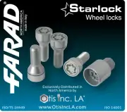 Farad Italian Made Starlocks Wheel Lock M14x1.5x42 R13 Ball Seat, SILVER Audi VW