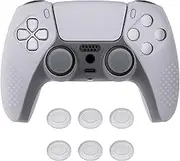 eXtremeRate PlayVital Clear White 3D Studded Edition Anti-Slip Silicone Case Cover for ps5 Controller, Rubber Skin for ps5 Wireless Controller with 6 Clear White Thumb Grip Caps