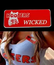 Hooters Girl Uniform Wicked Name Tag Pin Pinback SeXy Badge lingerie extra