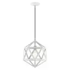 Livex Geometric Shade 1 Light Mini Pendant, White - 41328-03