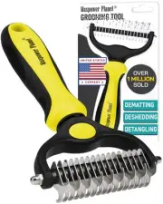 Pet Grooming Brush - Double Sided Shedding, Dematting Undercoat Rake for Dogs...
