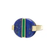 Aliita RIDCES10IPYG09K Deco Empanada Ring - 9kt Gold, Lapis Lazuli