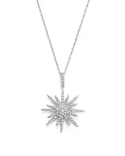 Diamond Starburst Pendant Necklace in 14K White Gold, 0.55 ct. t. w.