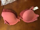 Aerie lace burgundy/ pink wire push-up padded tshirt bra new 32C