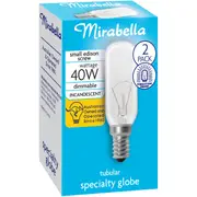 Mirabella Tubular SES 40W Clear Clear Light Globe 2 pack