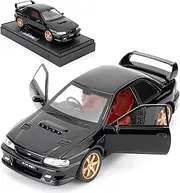 WAKAKAC 1/32 Compatible for Subaru Impreza WRX STI Model Car, Pull Back Diecast Collectible Car Toy with Sounds ＆ Lights for Kids Boys Girls and Adults, Gift Black