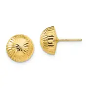 14k 14kt Yellow Gold Madi K Polished & Diamond-Cut 10mm Button Post Earrin