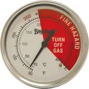 5070 Bayou Fryer Thermometer Stainless Steel Design Tempered Glass Dial Face
