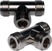 CESS N Type Female to N 2 T Splitter Coax Coaxial Adapter Silver