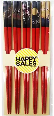 HSCH84/S, Bamboo Chopsticks Gift Set Crane Design, Scenery Red