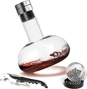 Modern Innovations Red Wine Decanter with Aerator Lid, Best Wine Decanter Gift Kit for Wine Lovers, Double Decanter Set for Wine, Wine Breather Carafe Decanter, Aerating Decanter, Glass Wine Saver