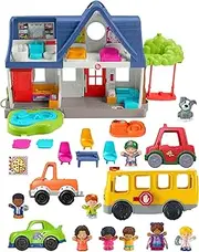 Fisher-Price Little People Toddler Gift Set, Ready for Summer, Interactive Play House with Musical School Bus & 20 Play Pieces