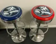 HOLDEN LION RED AND BLUE RARE PREMIUM BAR STOOLS ADJUSTABLE HEIGHT 2 STOOLS