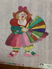 New Hand Painted Needlepoint canvas- Circus Clown