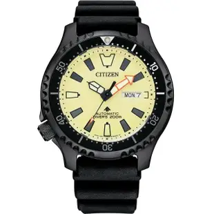 【CITIZEN 星辰】PROMASTER鋼鐵河豚系列水鬼機械錶矽膠鋼帶款44mm(NY0135-80E全黑/NY0138-14X米)