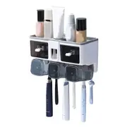 Toothbrush Shelf Punch Free Wall Mounted Mouthwash Cup Holder Toilet Storage Rack White 3 Cups
