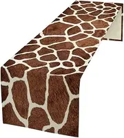 Giraffe Skin Print Table Runner Kids Wild Animals FurRustic Farmhouse Brown Retro Texture Abstract Girls Boys Adults Table Runner for KitchenParty Holiday Dinner, 13x70 Inch