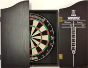 PRO STAR Micro Wire Dart board SET With Winmau Black Dart Cabinet + 2 x Sets Of Darts