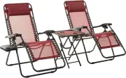 Amazonbasics Zero Gravity Chair with Side Table, Set of 2, Red