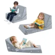 Toddler Couch Fold Out Sofa Bed, Kids 24"D x 19.3"W x 18.7"H Glowing Star