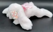 Bearington Baby Collection Bunny Tail Rabbit Plush Toy Rattle Laying Lovey Satin