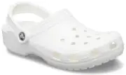 Crocs Unisex Classic Clogs - White, Comfortable, Lightweight (Size US 9)