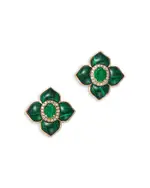 Bloomingdale's Fine Collection Emerald, Malachite & Diamond Clover Earrings in 14K Yellow Gold