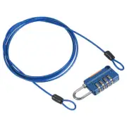 4 Digit Combination Lock 6.5Ft Security Cable Padlock Steel Lock Chain Blue
