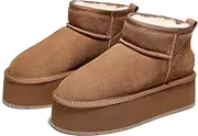 Best Gift Choice UGG 1978AUS Womens Ultra Mini Platform Boots - Australian Sheepskin Water Resistant Snow Boots, Anti-Slip Suede Winter Boots for Women, Super Warm and Comfort