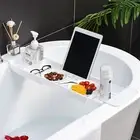 Expandable Drain Bath Shelf Caddy Tray, Multifunctional Plastic Bathtub Tray Bat