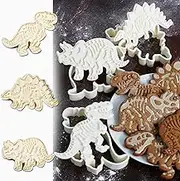 Dinosaur Cookie Cutters for Kids,3 Sets Dino Cookie Cutters with T-Rex Stegosaurus Triceratops Skeleton Fossil