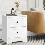 ALFORDSON Bedside Table Wooden Nightstand Cabinet 39cm x 39cm x 50cm Storage Organiser Drawer Shelves Vintage Bedroom Living Room Sofa Side Table (White)