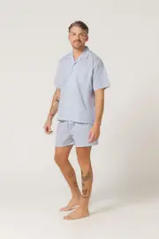 Mens Lynx Sizes S-7XL Short Sleeve PJS Pyjamas Set Blue (OGB)