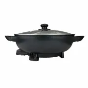 Brentwood Appl. SK-69BK 13" Non-Stick Flat-Bottom Wok Skillet w/Vented Glass Lid