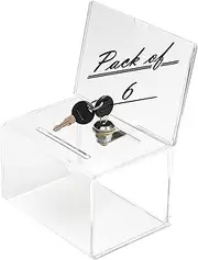 Pack of 6 -Deflecto® Suggestion Box with Lock and 2 keys - 16.5x20.5x13.5cm- Crystal