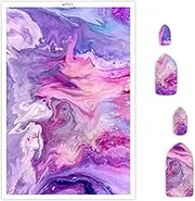 Briartw 10 Sheets Polymer Clay Transfer Paper - Per Sheet 5.82 X 3.93 inch Water-Soluble Transfer Sheets for DIY Clay Jewelry Making Disposable Stickers -Lavender and Pink Swirl
