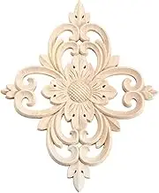 Rhomb Wood Carved Appliques Furniture Onlays, Unpainted Wooden Rosette Decals Center Decor for Door Wall Closet Cabinet Dresser Drawer Crafts Project(1-Pack, 25x20cm/9.9"x7.9")
