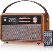 ROXEL RETRO D1 Vintage DAB/FM Radio Bluetooth Speaker | Bedside Alarm Clock with Sleep Function. Rustic Exterior, Mains and USB Rechargeable, TF card, AUX and USB Compatible (Walnut)