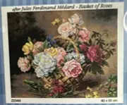 Printed needlepointTapestry Canvas Only 40x50cm Basket Of Roses