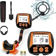 SUNPOW Metal Detector for Adults, Professional Waterproof High Accuracy Metal Detector, 10'' Detection Depth, Pinpoint & Disc & Notch & All Metal & Volume Modes