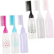 WOONEKY 6pcs Hair Dye Applicator Bottles with Comb Scalp Bottle Dispenser for Hair Oil Easy One Handed Operation for Barbershop and Home Dyeing Multi Color with Graduated Scale